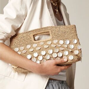 J Crea Handknotted Straw Rectangular Clutch with Paillettes